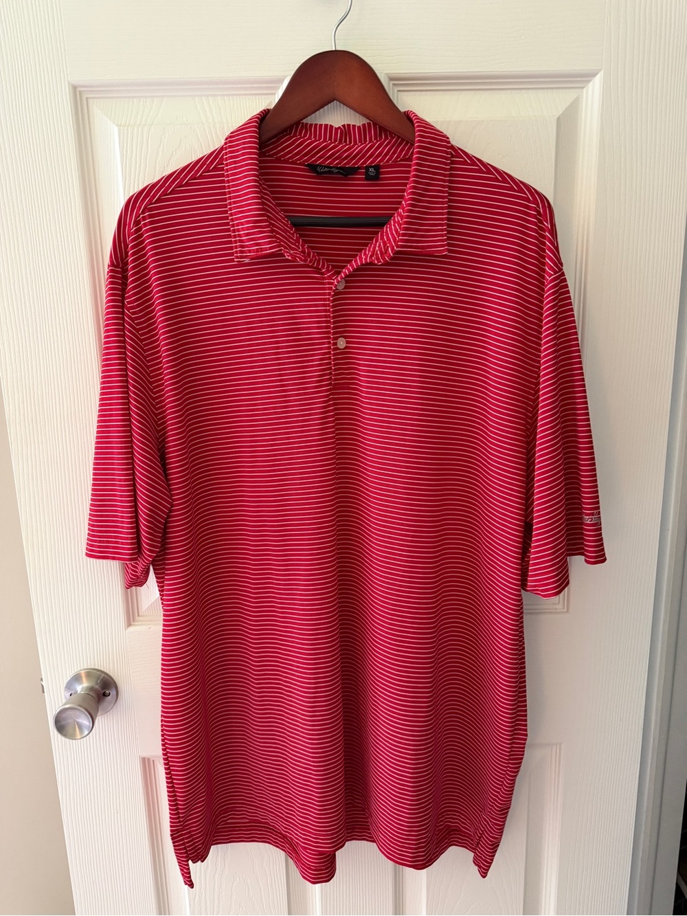 Walter Hagen Red and White Striped Golf Polo